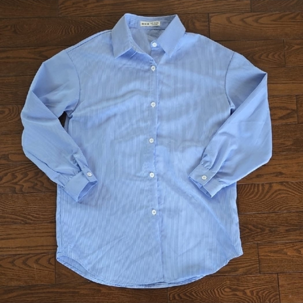 Shein Blue Striped Girls blouse Size 11-12